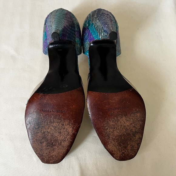 Vintage Stuart Weitzman Snakeskin Mesh D'Orsay Heels Size 7 Multicolor - Picture 9 of 10
